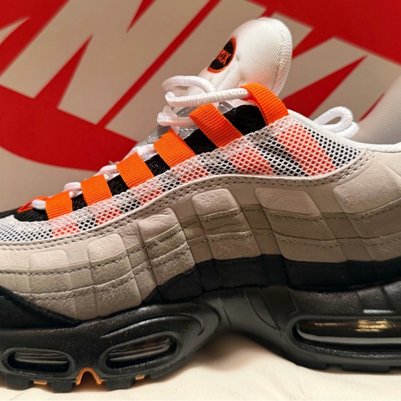 Nike Men's White and Orange Air Max Sneakers - Picture 5 of 8